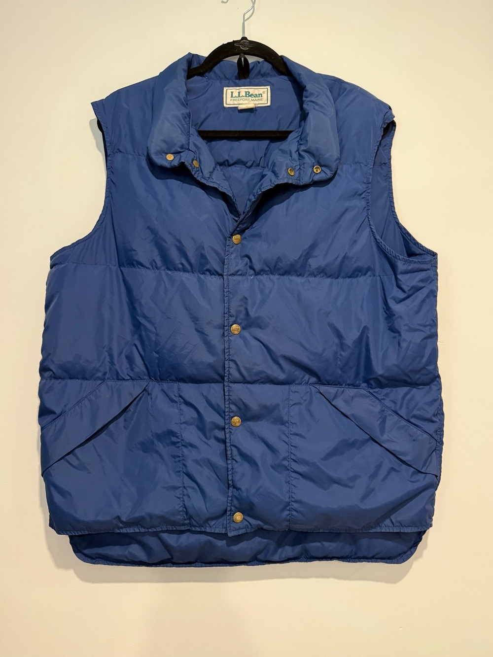 Vintage LL Bean USA Made Goose Down Insulated Puffer Vest Navy Blue Size Large